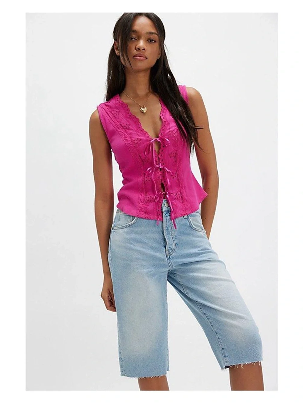 Free People Hot Pink Tiered Maxi Skirt and Lace Top Gesibelle Set Size S